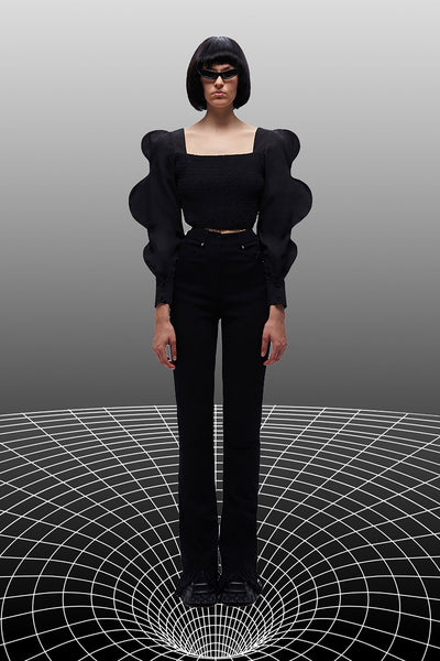ANNAKIKI / Square neck wave sleeve blouse　