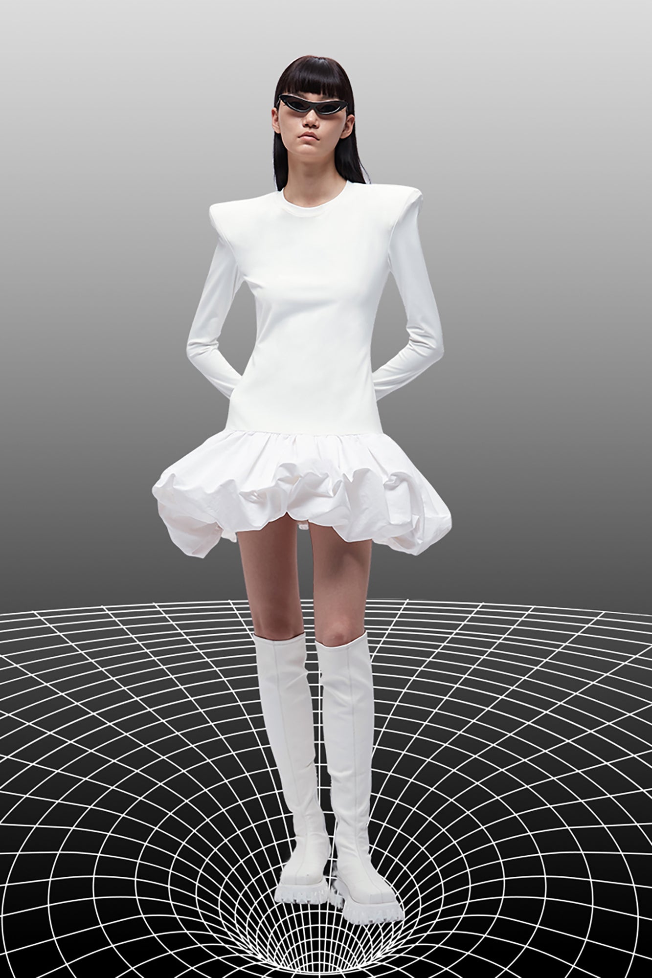 ANNAKIKI / 3D flower hem dress