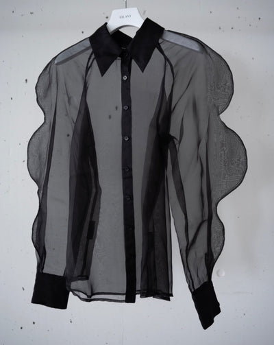ANNAKIKI  / Silk 3D wave sleeve shirt