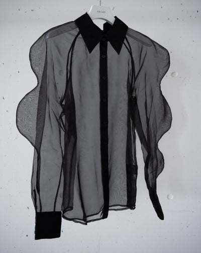 ANNAKIKI  / Silk 3D wave sleeve shirt