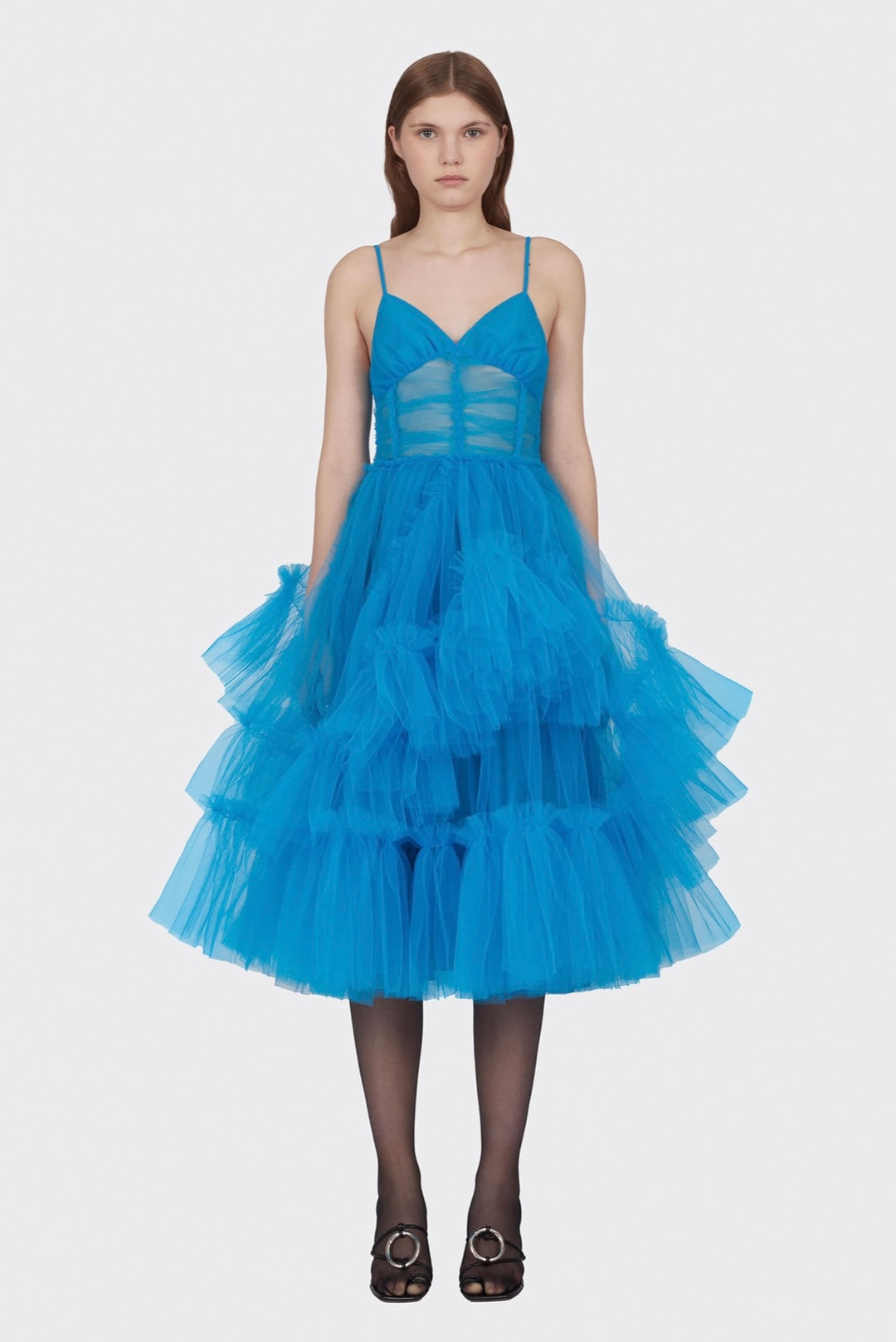 ACT N°1  RUFFLES TULLE MIDI DRESS RUFFLES BUSTIER DRESS / ACT N゜1 – EILANT